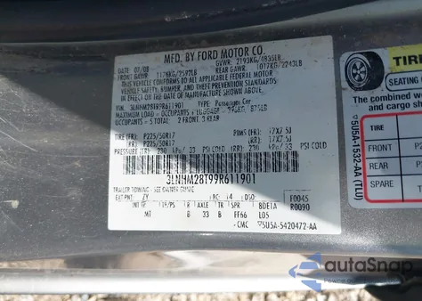 2009 Lincoln Mkz z USA, uszkodzony, nr VIN 3LNHM28T99R611901